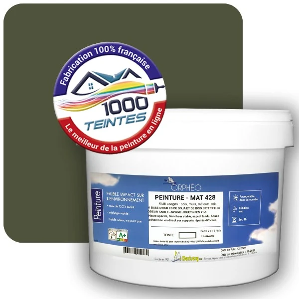 Peinture Anticorrosion Natura Orphéo® Vert Olive (RAL Classic 6003) Intérieur/Extérieur MAT