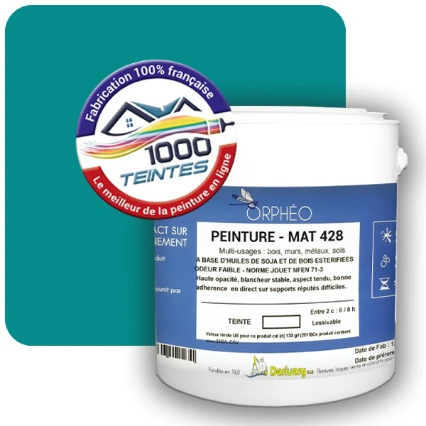 Peinture Anticorrosion Natura Orphéo® Bleu Turquoise (RAL Classic 5018) Intérieur/Extérieur MAT