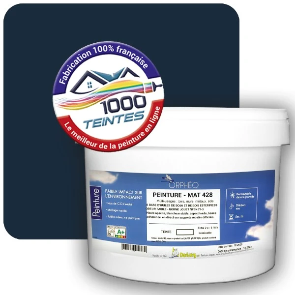 Peinture Anticorrosion Natura Orphéo® Bleu Acier (RAL Classic 5011) Intérieur/Extérieur MAT