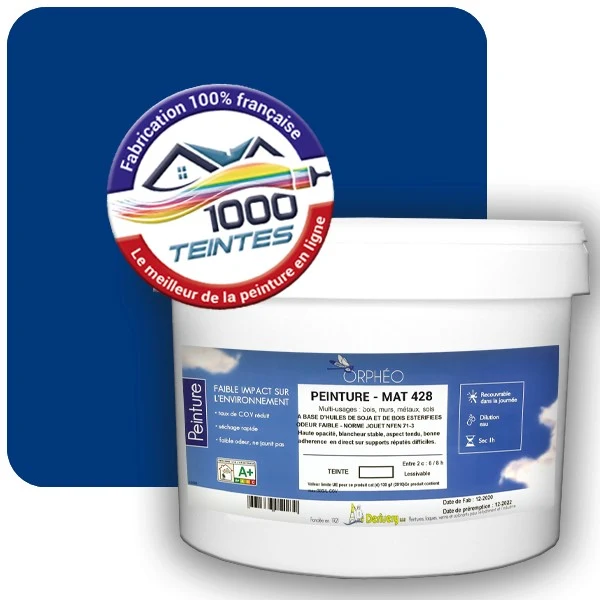 Peinture Anticorrosion Natura Orphéo® Bleu Outremer (RAL Classic 5002) Intérieur/Extérieur MAT