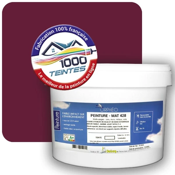 Peinture Anticorrosion Natura Orphéo® Violet Bordeaux (RAL Classic 4004) Intérieur/Extérieur MAT