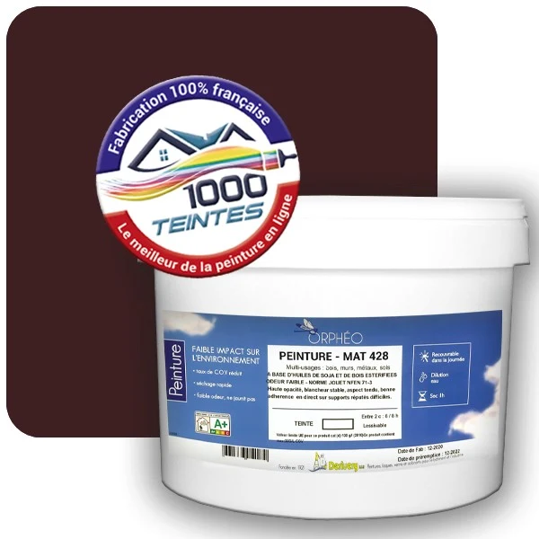 Peinture Anticorrosion Natura Orphéo® Rouge Noir (RAL Classic 3007) Intérieur/Extérieur MAT