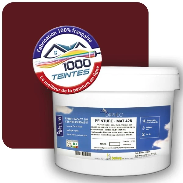 Peinture Anticorrosion Natura Orphéo® Rouge Vin (RAL Classic 3005) Intérieur/Extérieur MAT
