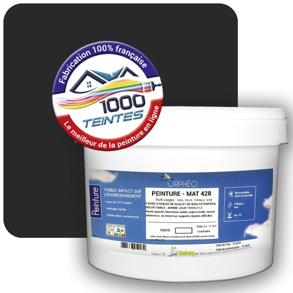 Peinture Anticorrosion Natura Orphéo® Noir Graphite (RAL Classic 9011) Intérieur/Extérieur MAT