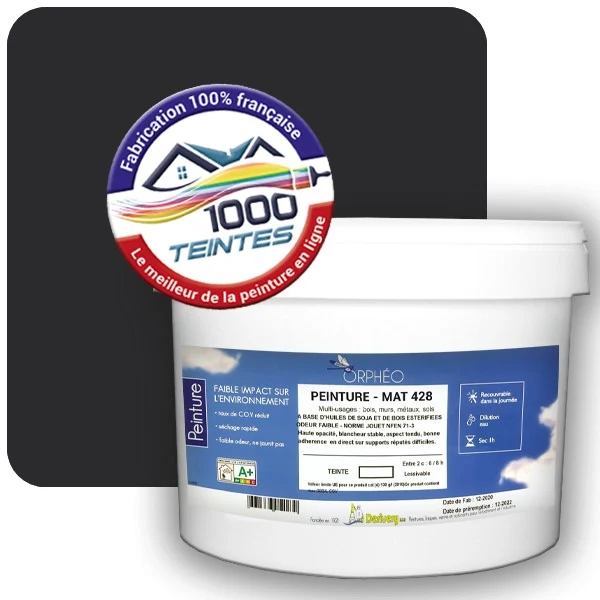 Peinture Anticorrosion Natura Orphéo® Noir de Sécurité (RAL Classic 9004) Intérieur/Extérieur MAT