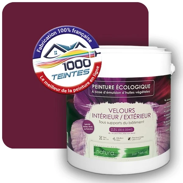 Peinture Natura Tassili® Violet Bordeaux (RAL Classic 4004) Intérieur/Extérieur VELOURS