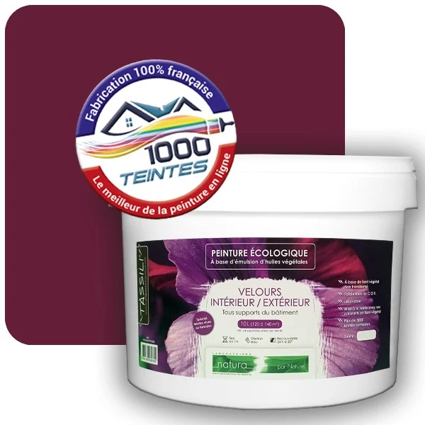 Peinture Natura Tassili® Violet Bordeaux (RAL Classic 4004) Intérieur/Extérieur VELOURS