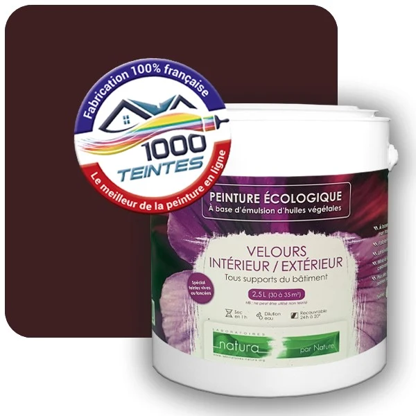 Peinture Natura Tassili® Rouge Noir (RAL Classic 3007) Intérieur/Extérieur VELOURS