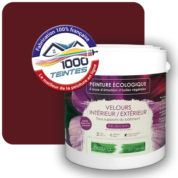 Peinture Natura Tassili® Rouge Vin (RAL Classic 3005) Intérieur/Extérieur VELOURS