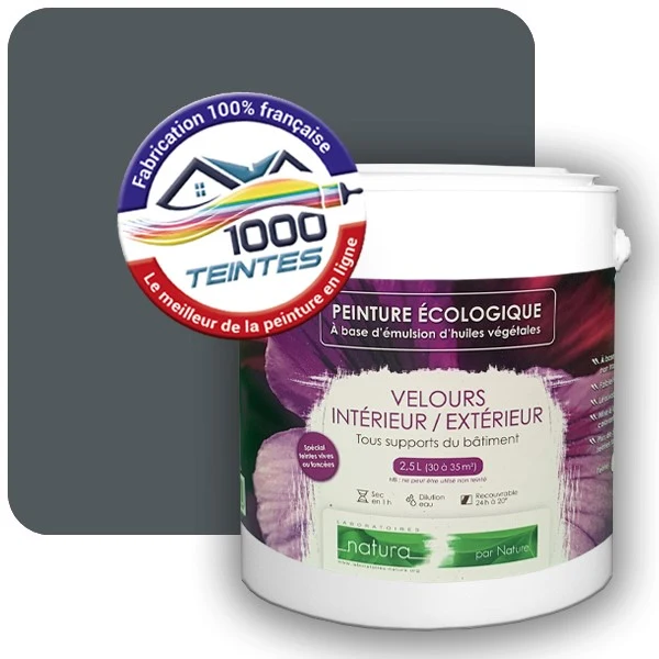 Peinture Natura Tassili® Gris Fer (RAL Classic 7011) Intérieur/Extérieur VELOURS