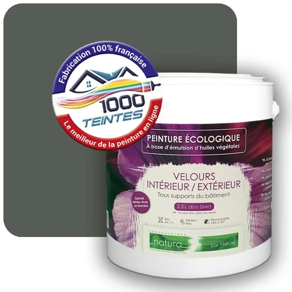Peinture Natura Tassili® Gris Tente (RAL Classic 7010) Intérieur/Extérieur VELOURS