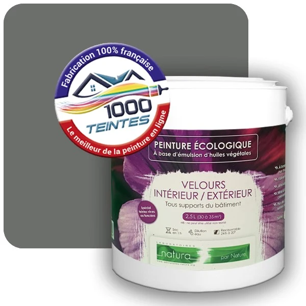 Peinture Natura Tassili® Gris Souris (RAL Classic 7005) Intérieur/Extérieur VELOURS