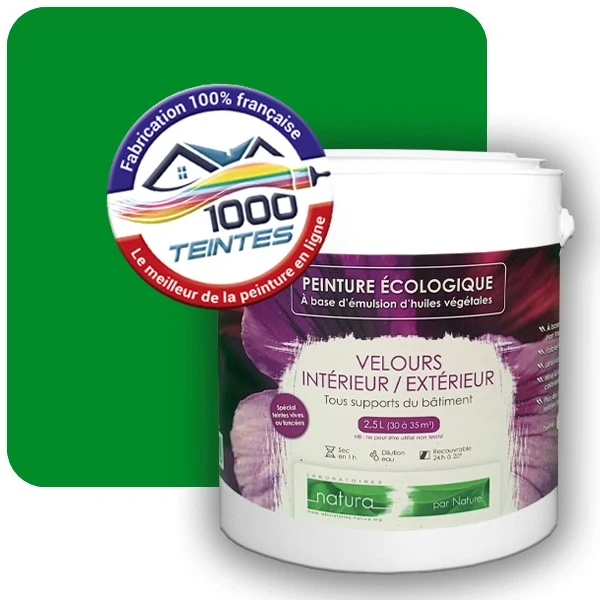 Peinture Natura Tassili® Vert Pur (RAL Classic 6037) Intérieur/Extérieur VELOURS