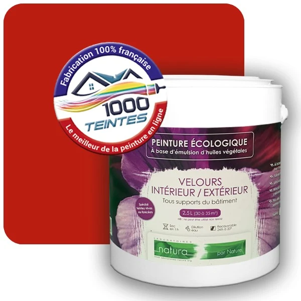 Peinture Natura Tassili® Rouge Signalisation (RAL Classic 3020) Intérieur/Extérieur VELOURS