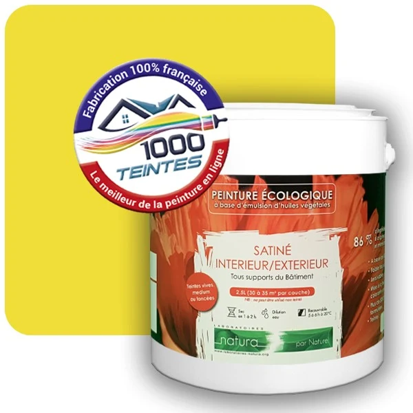 Peinture Natura Tassili® Jaune Soufre (RAL Classic 1016) Intérieur/Extérieur SATIN