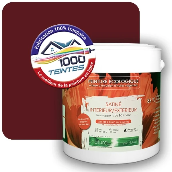 Peinture Natura Tassili® Rouge Vin (RAL Classic 3005) Intérieur/Extérieur SATIN