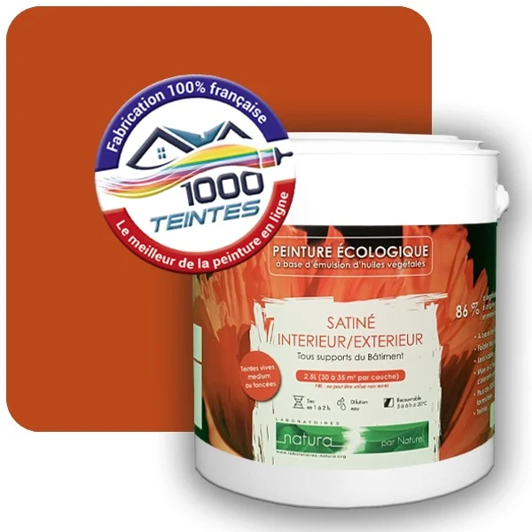Peinture Natura Tassili® Orangé Rouge (RAL Classic 2001) Intérieur/Extérieur SATIN