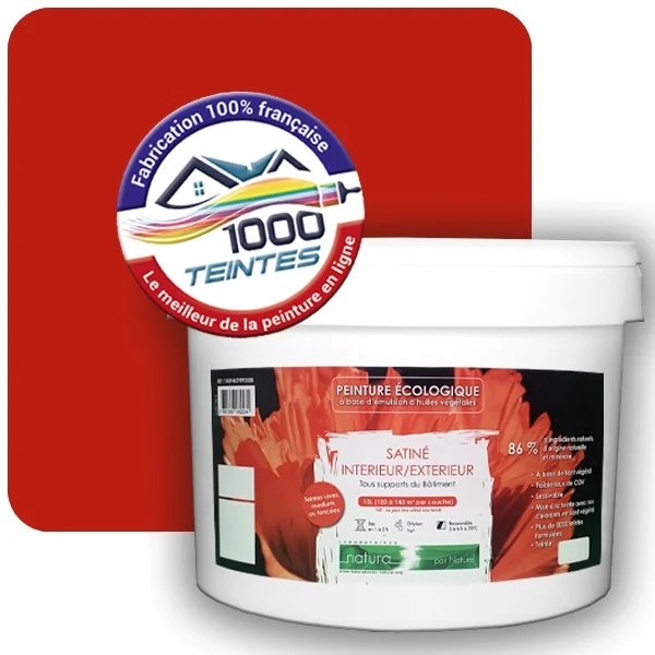 Peinture Natura Tassili® Rouge Signalisation (RAL Classic 3020) Intérieur/Extérieur SATIN